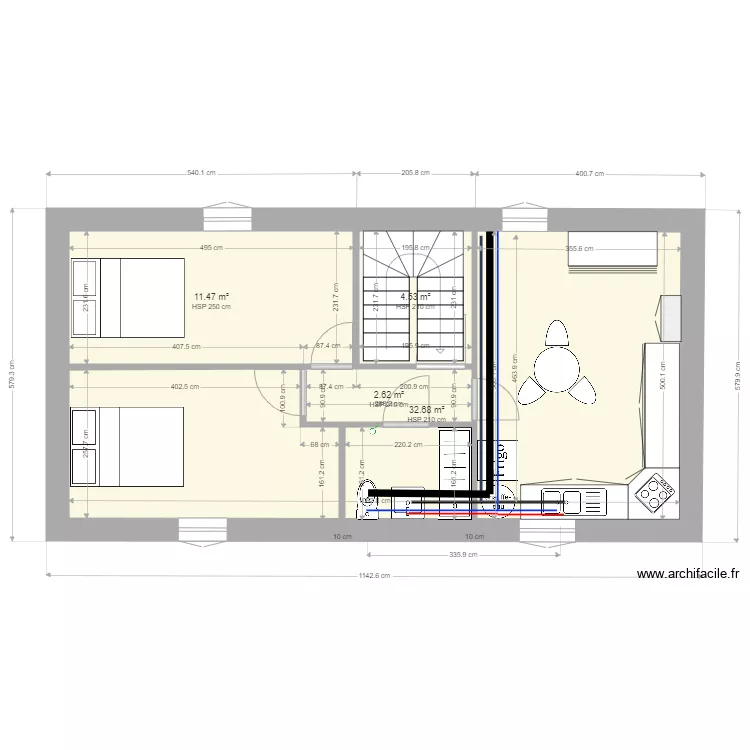 1 etage installation plomberie. Plan de 