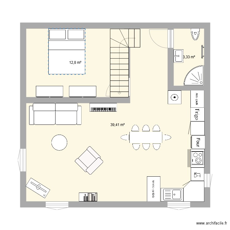 Chanac 2. Plan de 3 pièces et 56 m2