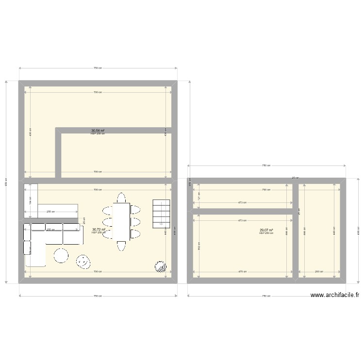 maison saint cyp. Plan de 3 pièces et 90 m2
