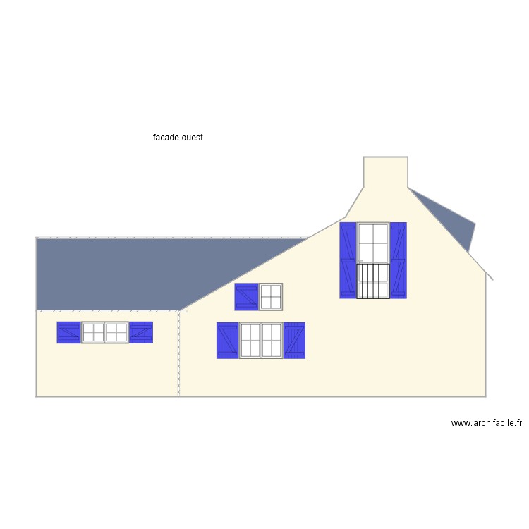 facade ouest. Plan de 0 pièce et 0 m2