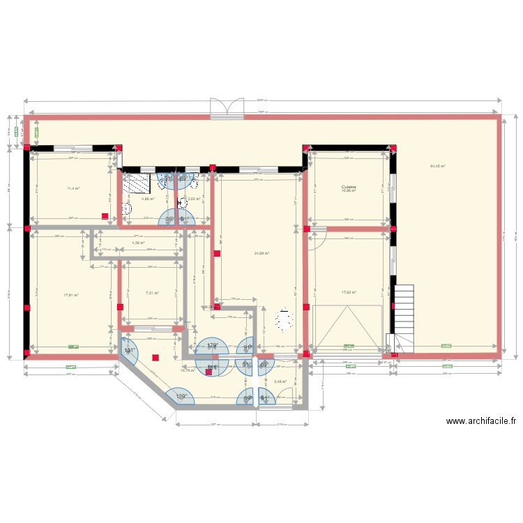 test. Plan de 13 pièces et 189 m2