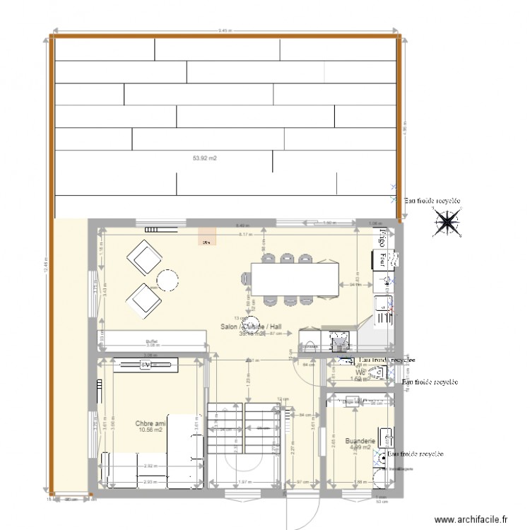 Les plaines - Aménagement distrib eau ch + fr + rec - V7.1 - 16.07.2022. Plan de 17 pièces et 278 m2