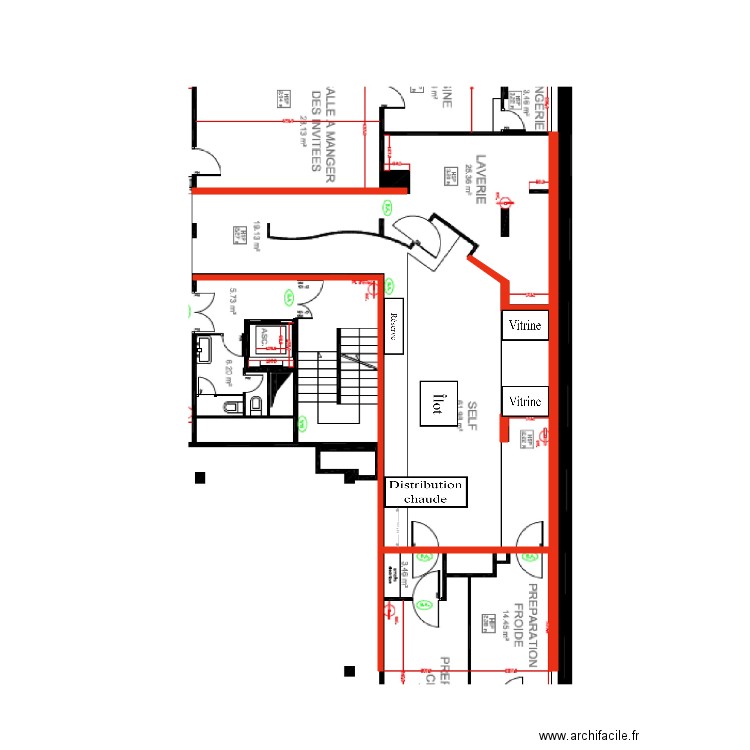 Projet Distribution cuisine Vitrines Thirodes. Plan de 0 pièce et 0 m2