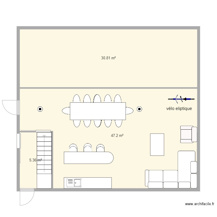 plan hangar étage v2. Plan de 3 pièces et 83 m2