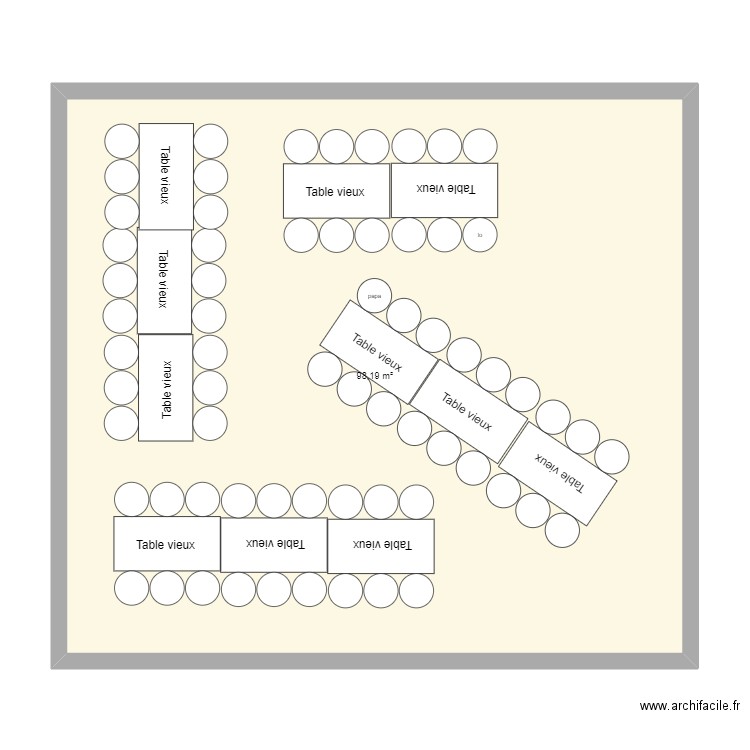 plan de tables 47. Plan de 1 pièce et 98 m2