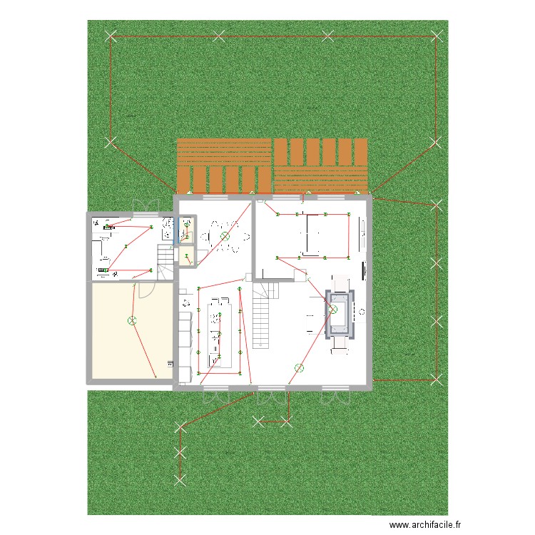 RDC Eclairage. Plan de 3 pièces et 22 m2
