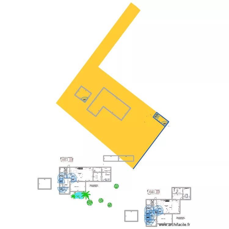 Plan maison. Plan de 23  et 466 m²