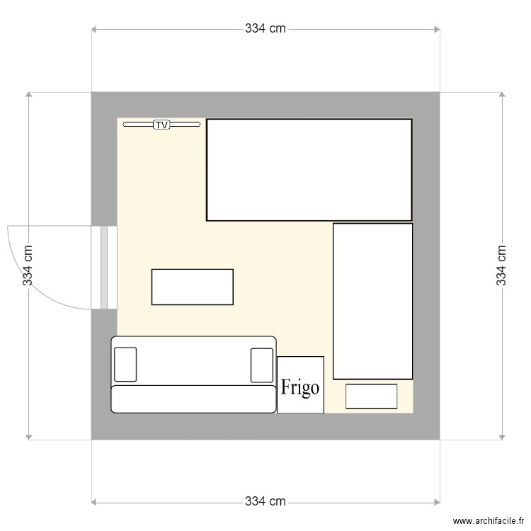 studio jaja gigi. Plan de 1 pièce et 8 m2