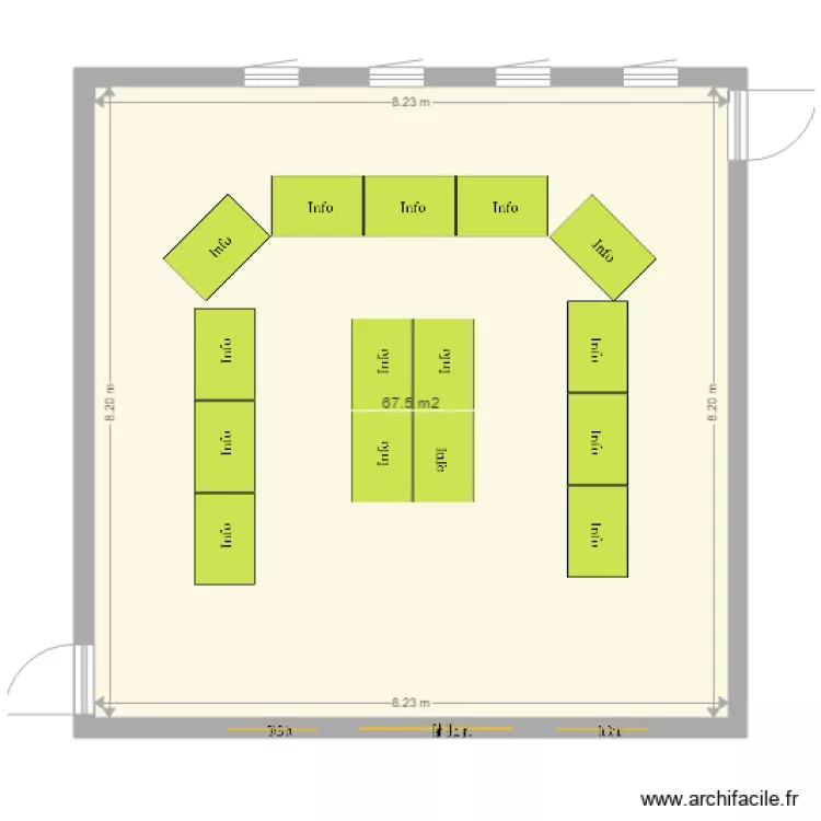 Salle G104. Plan de 