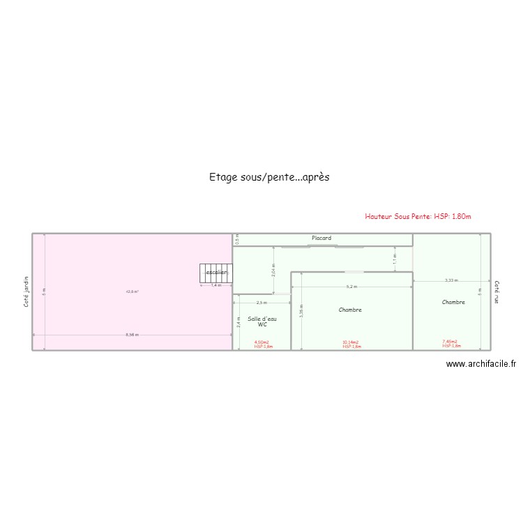 Etage sous/pente après. Plan de 0 pièce et 0 m2