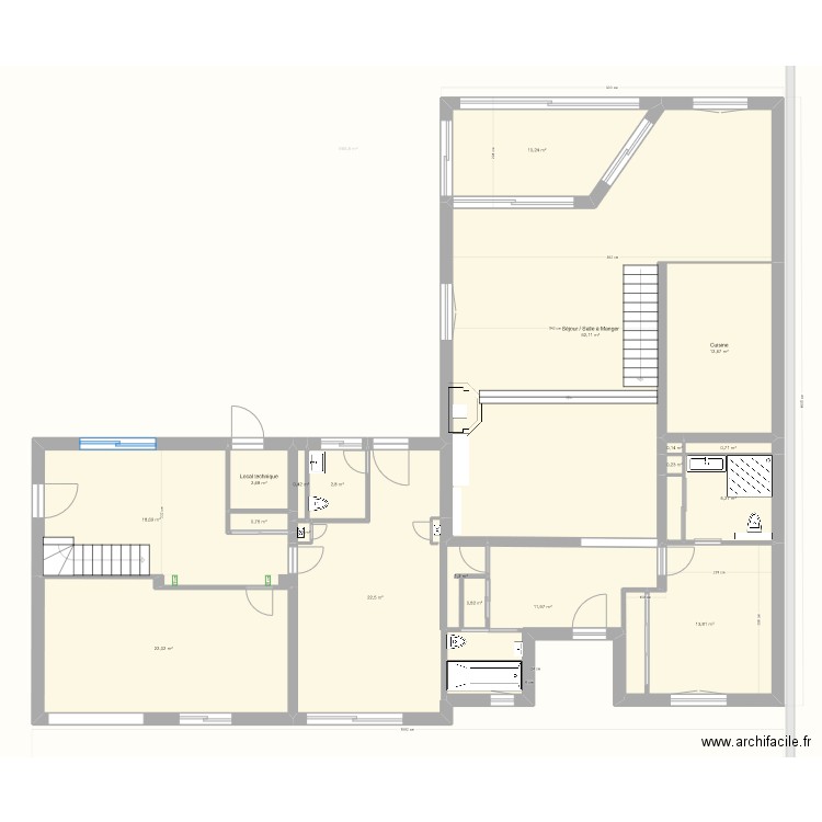 Rez de chaussée 200218. Plan de 21 pièces et 1630 m2