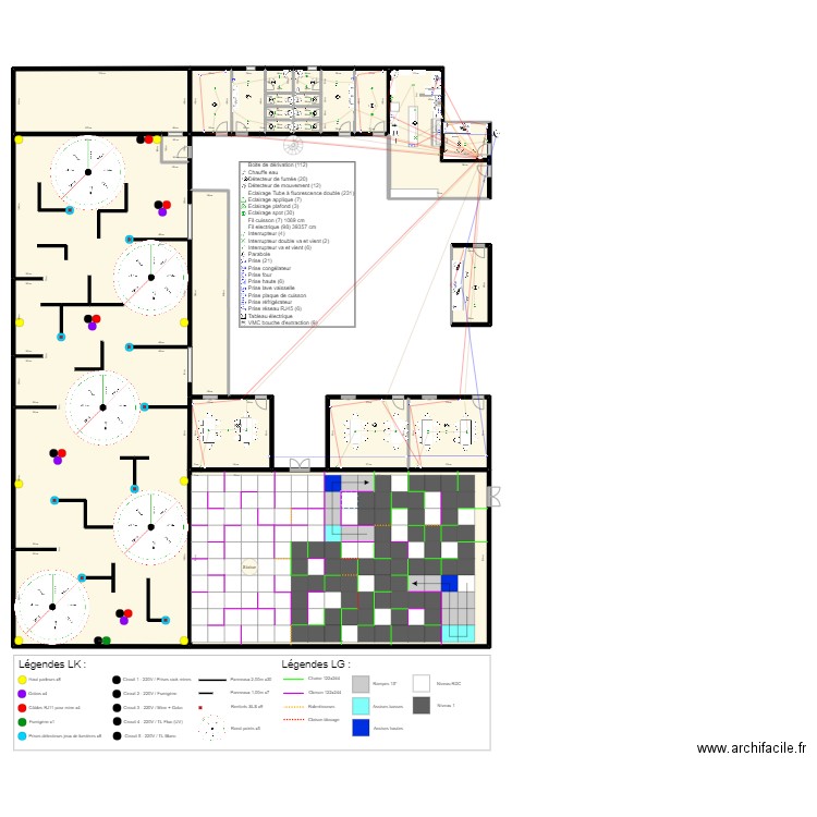 Plan Électricité. Plan de 28 pièces et 1946 m2