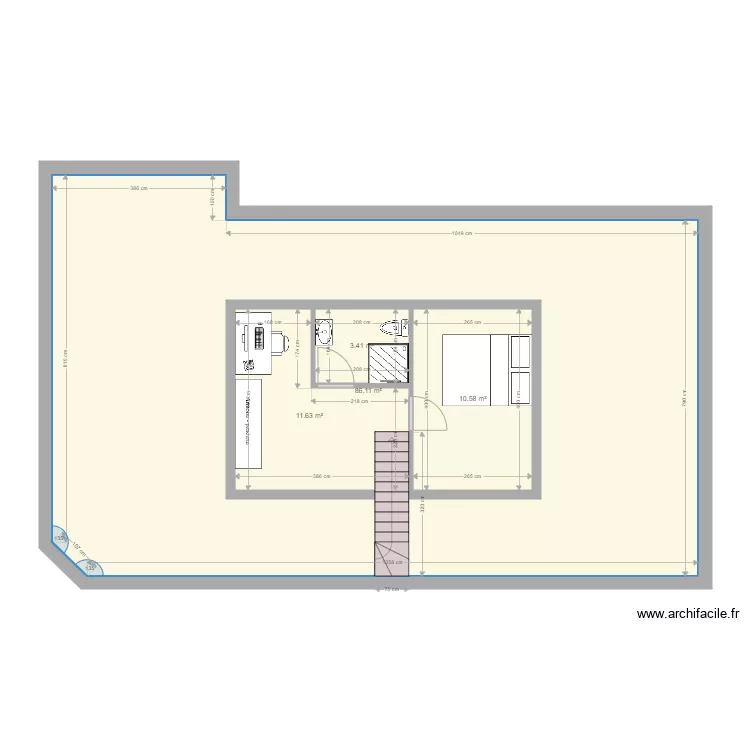 combles am&eacute;nag&eacute;s sur plan maison. Plan de 