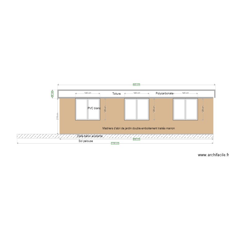 Facade Véranda avec fenêtre 04 fevrier. Plan de 0 pièce et 0 m2