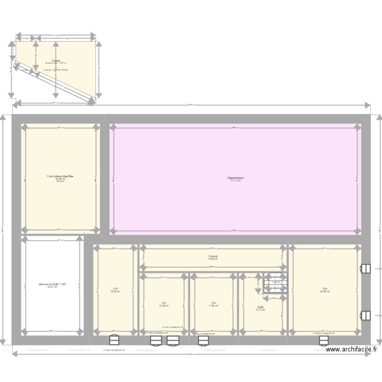 DOUCHOUX. Plan de 16 pièces et 536 m2