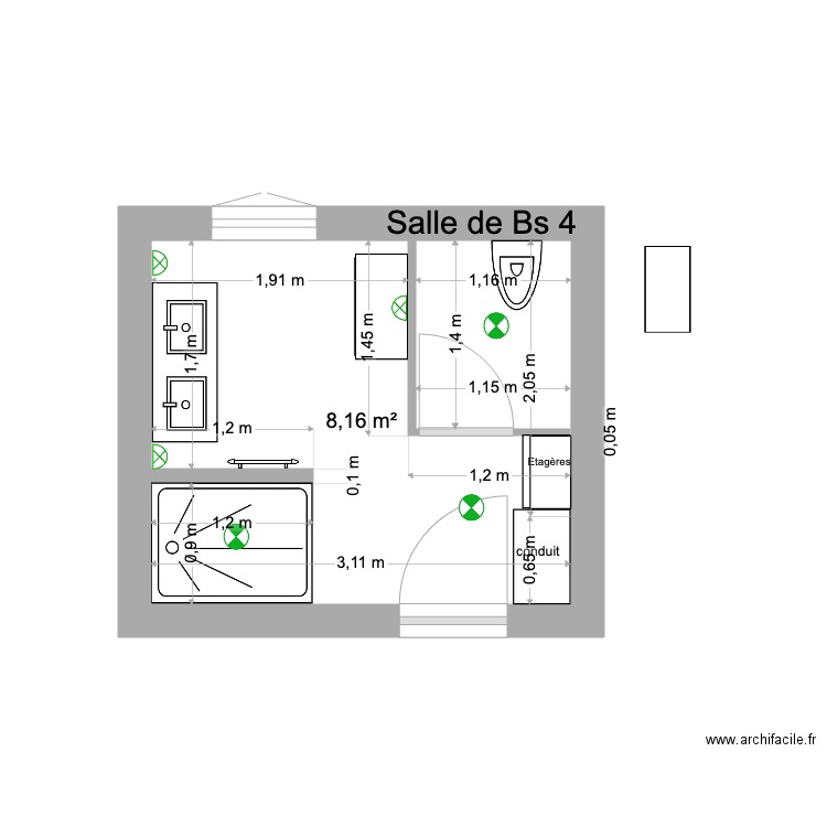salle de bains chambre 4. Plan de 0 pièce et 0 m2