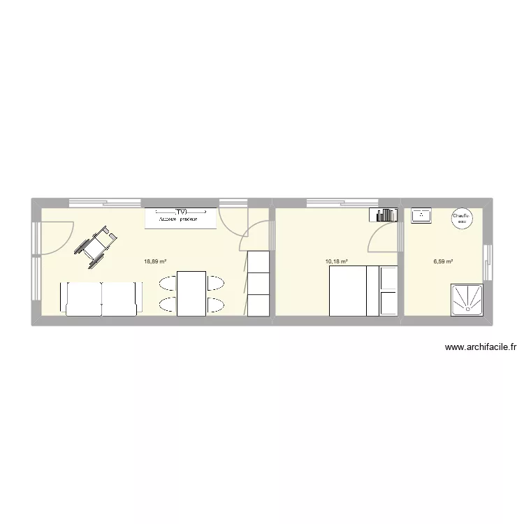 lodge1. Plan de 3 pièces et 36 m²