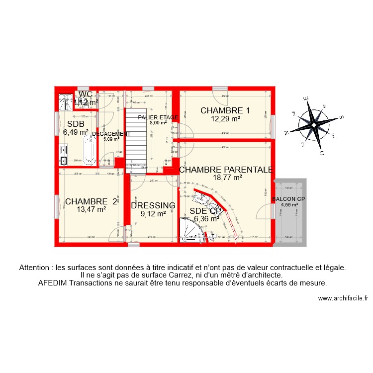 BI 4985 ETAGE 1 MAISON PASCAL. Plan de 16 pièces et 89 m2