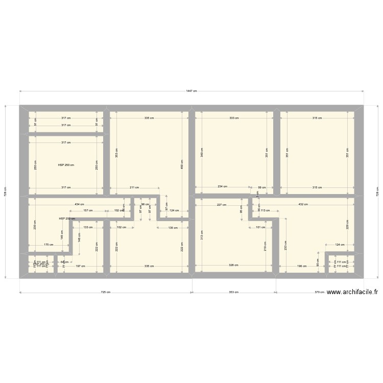 etage global. Plan de 12 pièces et 86 m2