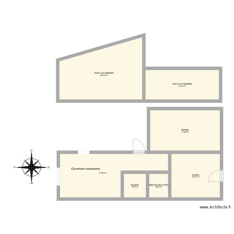 Bareche. Plan de 14 pièces et 148 m2