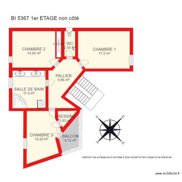 BI 5367 1er ETAGE côté. Plan de 0 pièce et 0 m2