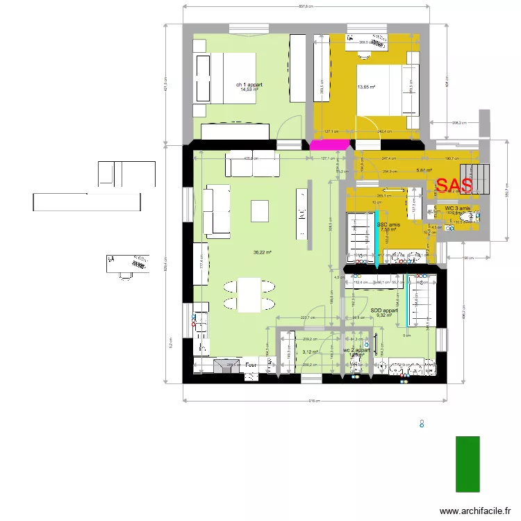   annexe 90 m2. Plan de 