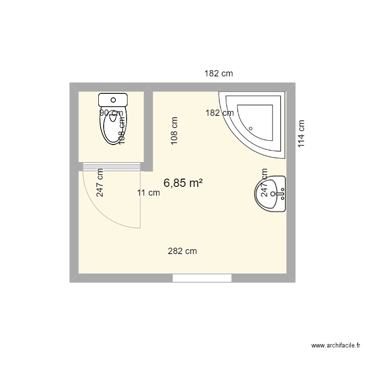 sdb mont. Armelle. Plan de 1 pièce et 7 m2