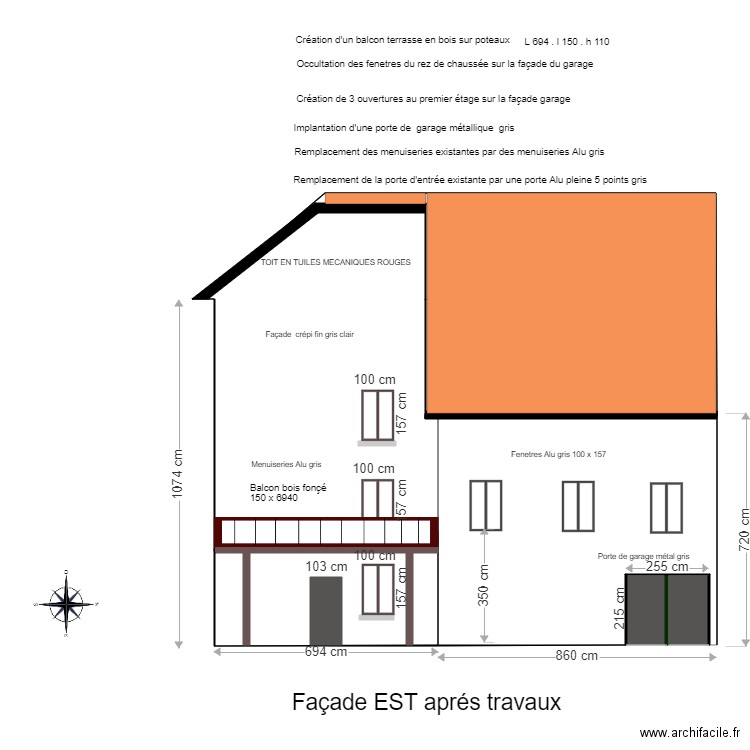 Facade EST 4. Plan de 0 pièce et 0 m2