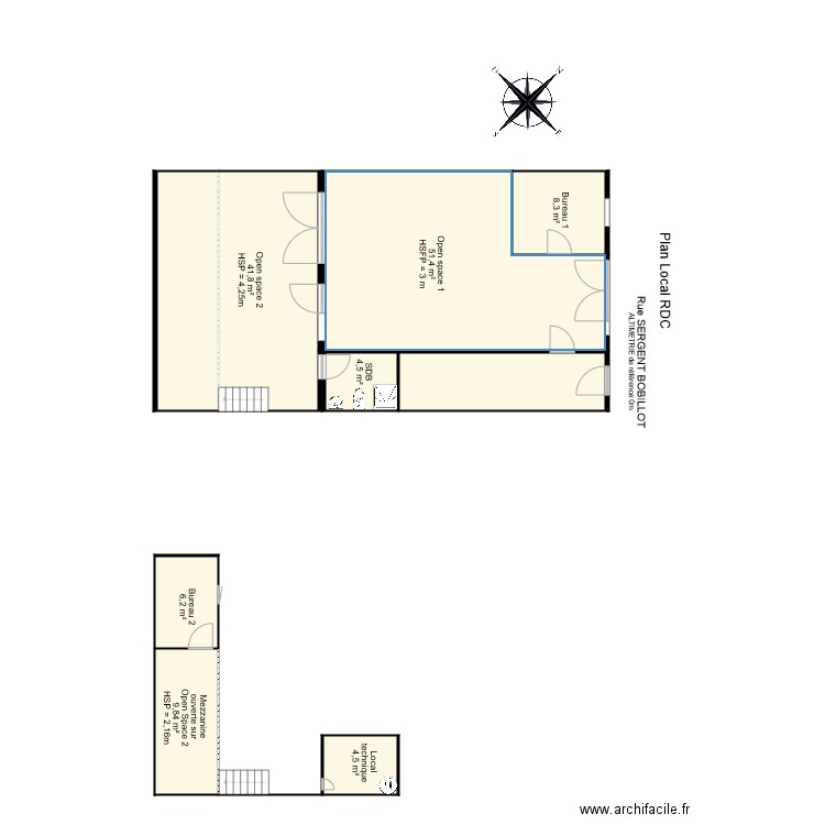 plan RDC. Plan de 8 pièces et 134 m2