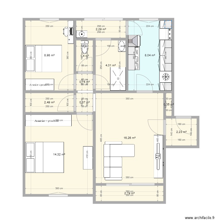 appart Metz 1. Plan de 13 pièces et 65 m2