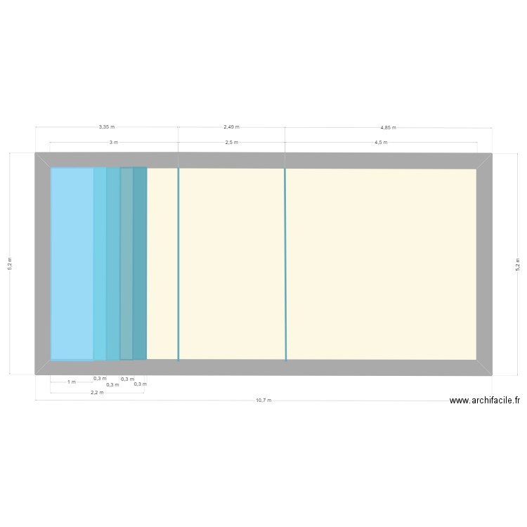 Projet Piscine II. Plan de 1 pièce et 45 m2