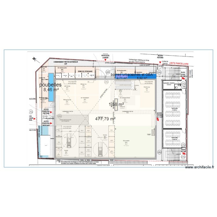 hangar de stockage . Plan de 5 pièces et 499 m2