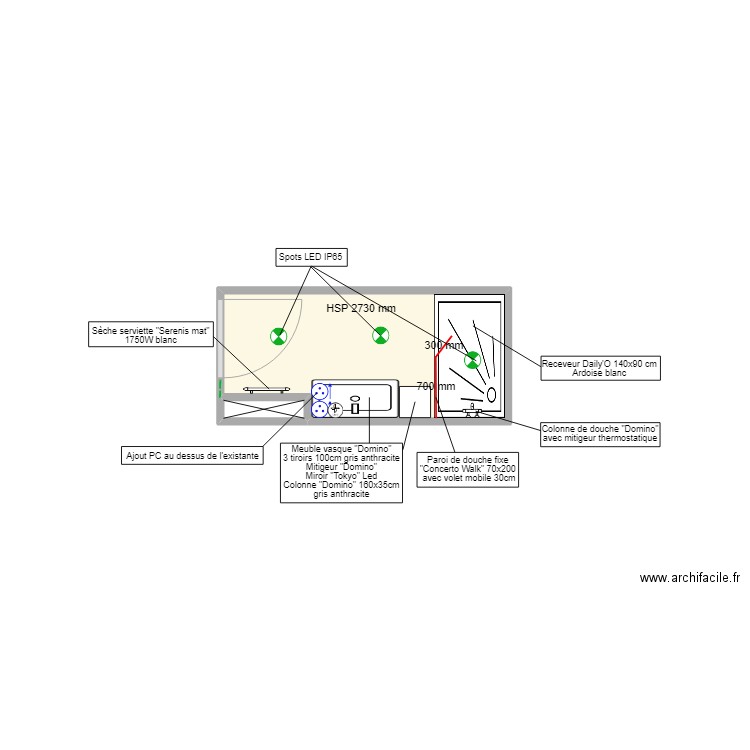 PROU TETE / D22080128 / plomb elec. Plan de 2 pièces et 4 m2