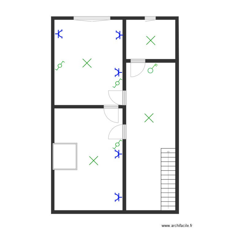 troisieme etage. Plan de 4 pièces et 68 m2