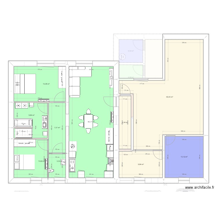 Henriville amenagement test appt 2.1. Plan de 22 pièces et 340 m2