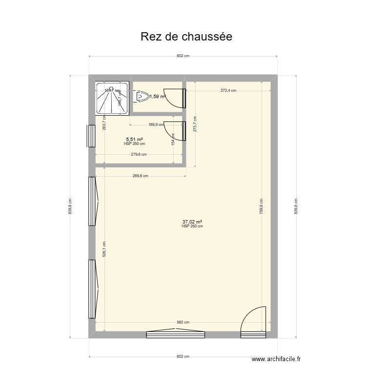 Route de Lieury RDC pour cote. Plan de 6 pièces et 133 m2