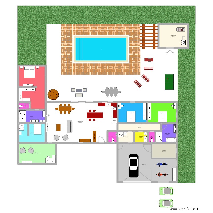 Projet maison. Plan de 17 pièces et 319 m2