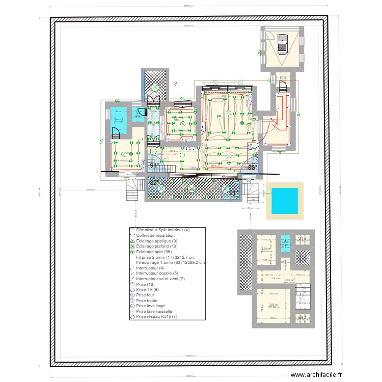 plan electricte  197. Plan de 20 pièces et 362 m2