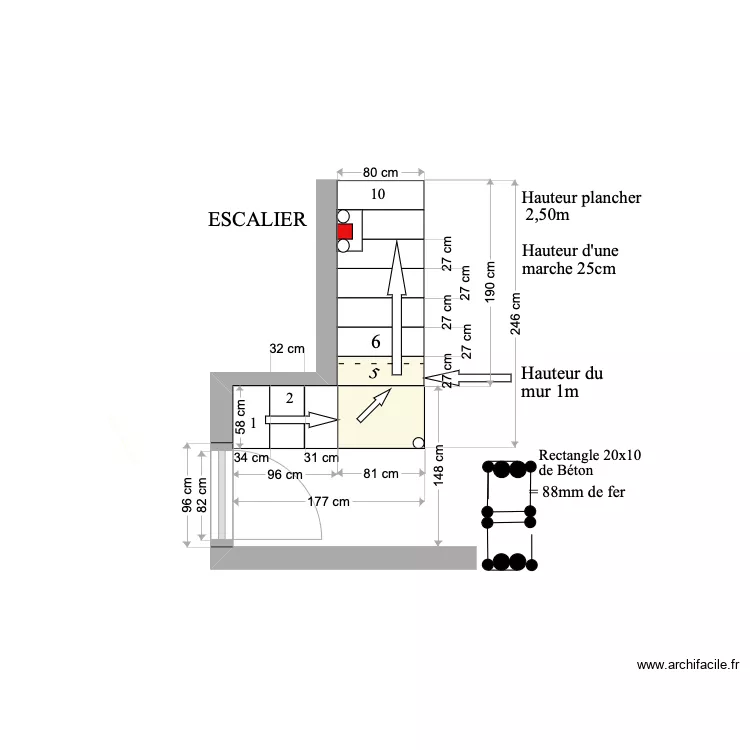 Escalier Briouze. Plan de 