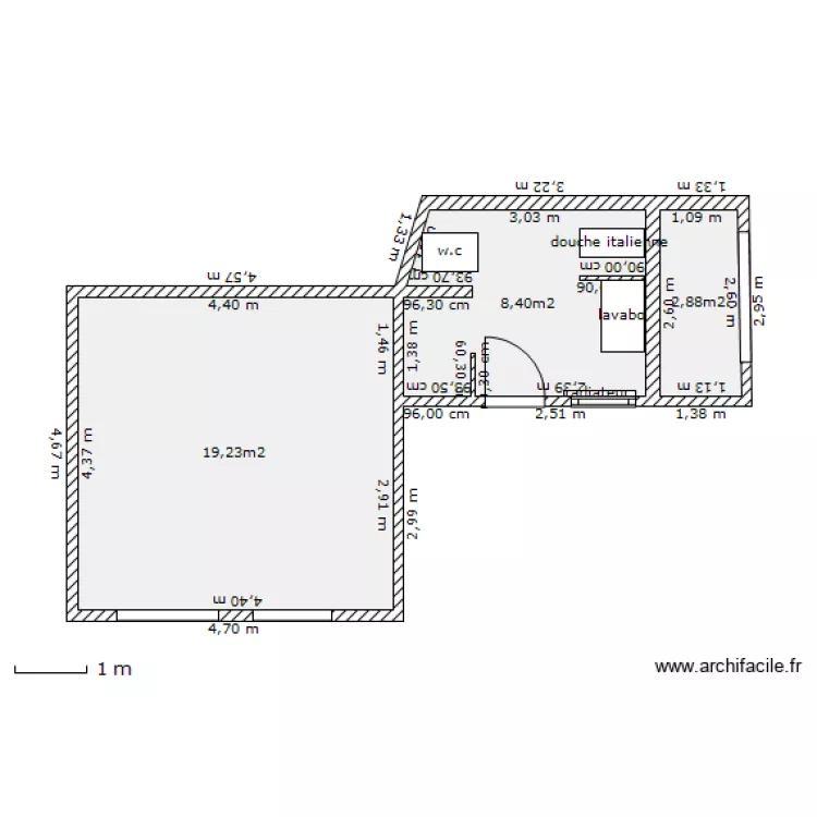 salle de bain exterieure. Plan de 