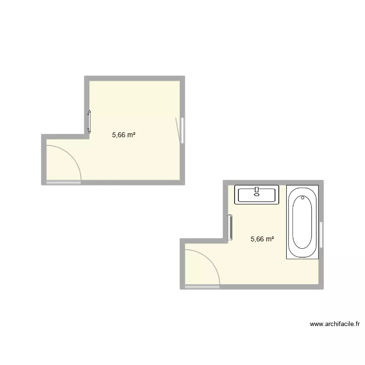 sdb ok. Plan de 2  et 11 m²