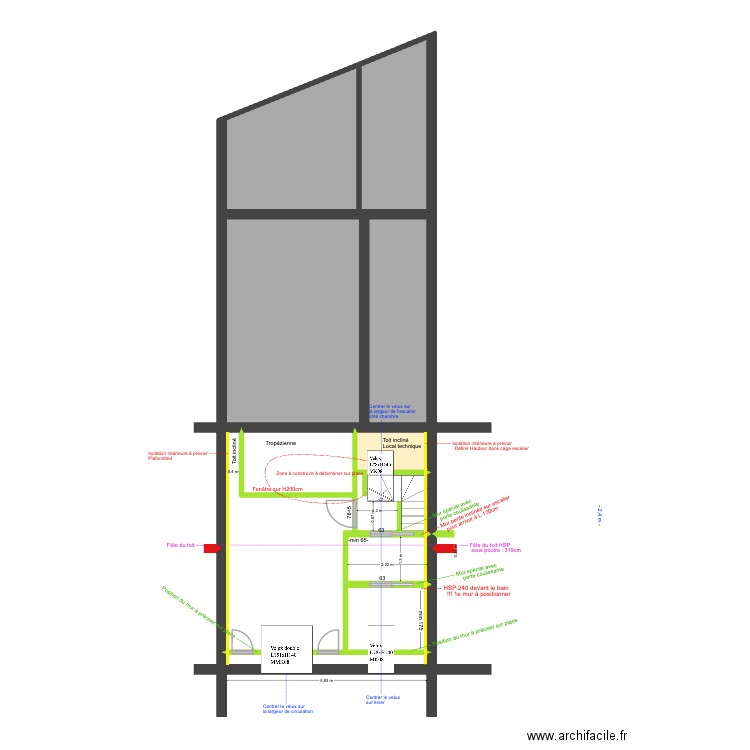 BAUCQ 77 4e étage Construction. Plan de 11 pièces et 91 m2