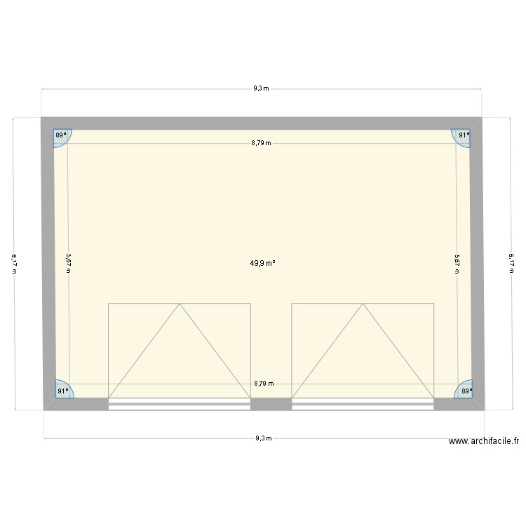 garage st martin 2 portes. Plan de 1 pièce et 50 m2