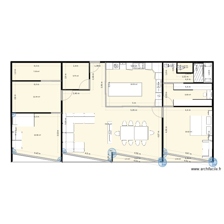 Vieuw Talay. Plan de 12 pièces et 150 m2