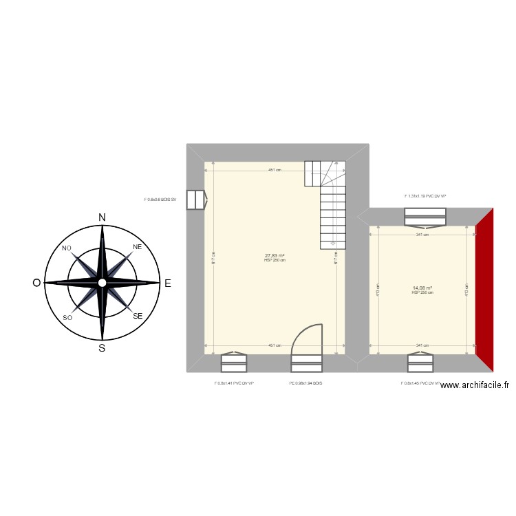 TARBOURIECH. Plan de 7 pièces et 86 m2