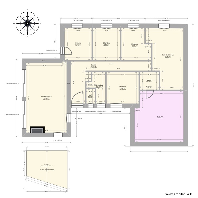 Arrive1. Plan de 11 pièces et 158 m2