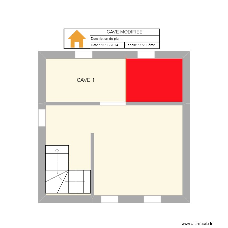 CAVE MODIFIEE. Plan de 3 pièces et 22 m2