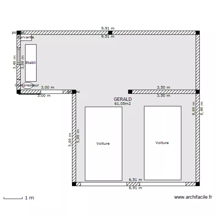Garage double   atelier. Plan de 