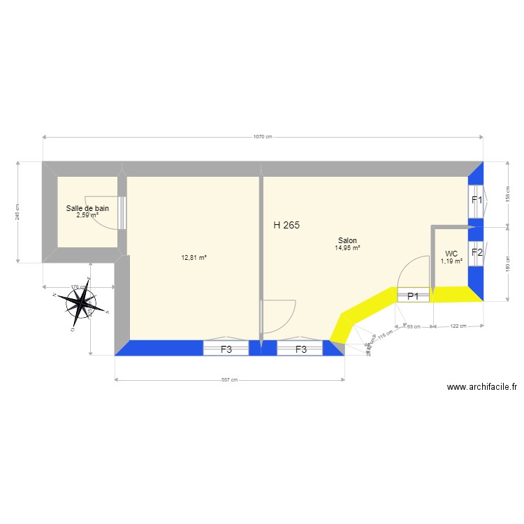 ALLAIN. Plan de 4 pièces et 32 m2