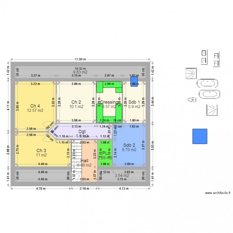 DEWULF MEZIERE 2 etage 3. Plan de 0 pièce et 0 m2